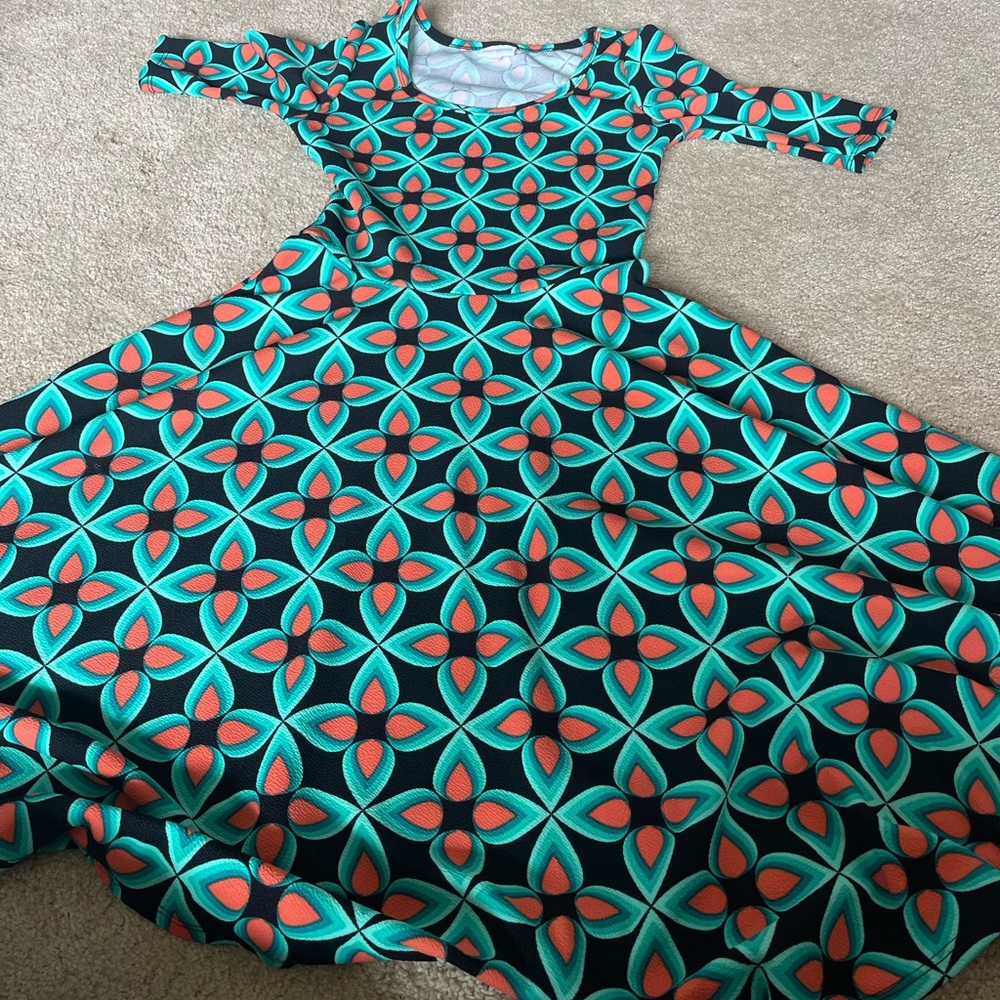 LulaRoe patterned dress size XS 3/4 sleeve